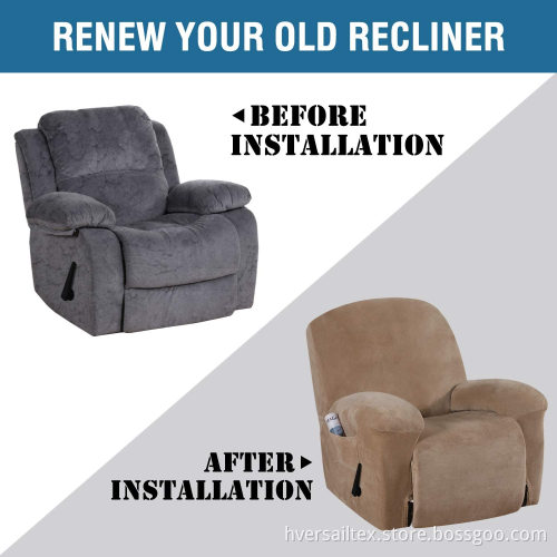 1-Piece Modern Rich Velvet Plush Reclining Sofa Cover